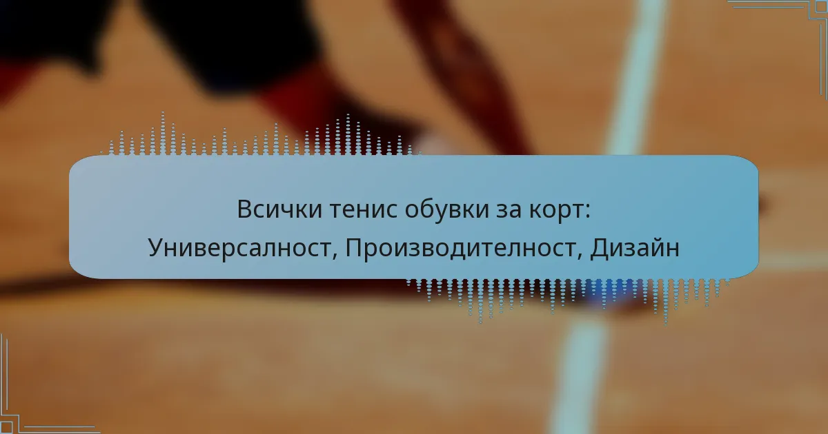 Всички тенис обувки за корт: Универсалност, Производителност, Дизайн
